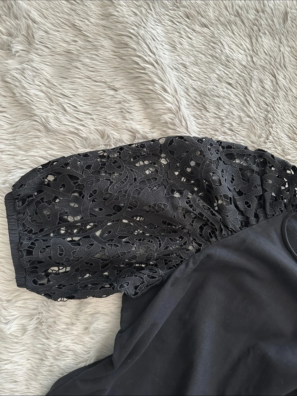 Anthropologie DOLAN Lace Puff Sleeve Crop Top